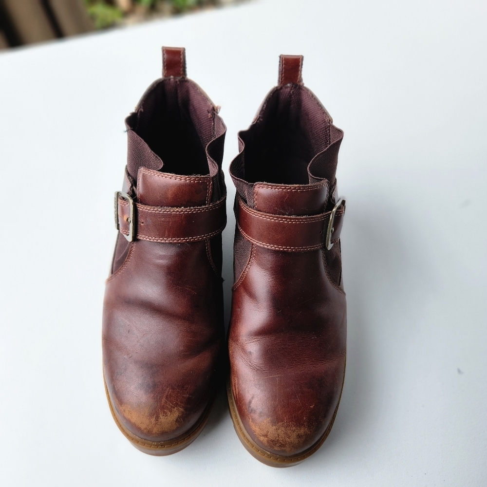 Lugz Brown Leather Ankle Boots with Buckle